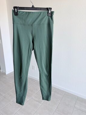 Fabletics Fleece-Lined Olive Green High-Waist Leggings - size 27